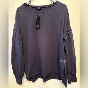 NWT Navy blue Ana pullover sweater, puff sleeve, size medium